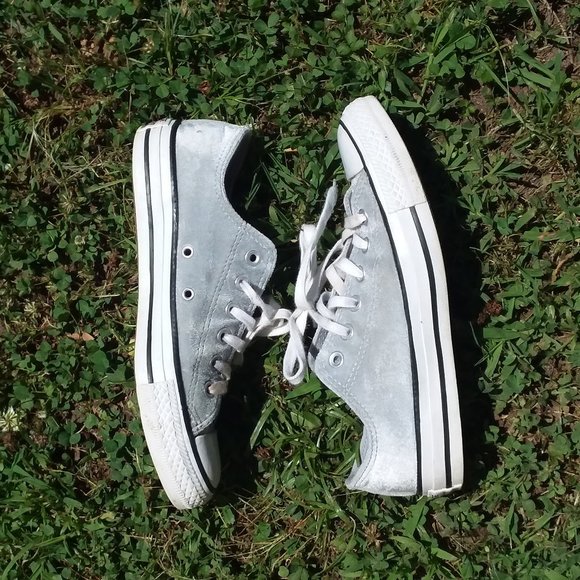 Converse grey velvet low top sneakers - Picture 5 of 8